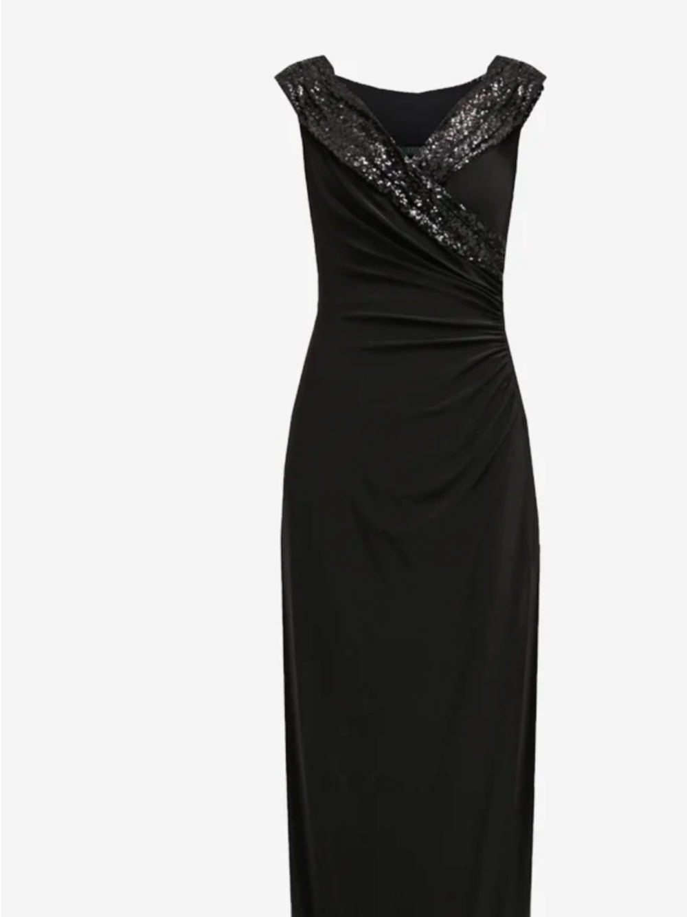 Lauren Ralph Lauren Black Sequin-Trim Maxi Dress